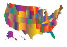 Contiguous - Sharing a common border; touching.