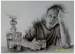 Somber  - Having or conveying a feeling of deep seriousness and sadness./ grim or miserable.