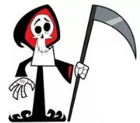 Grim  - Very serious or gloomy.