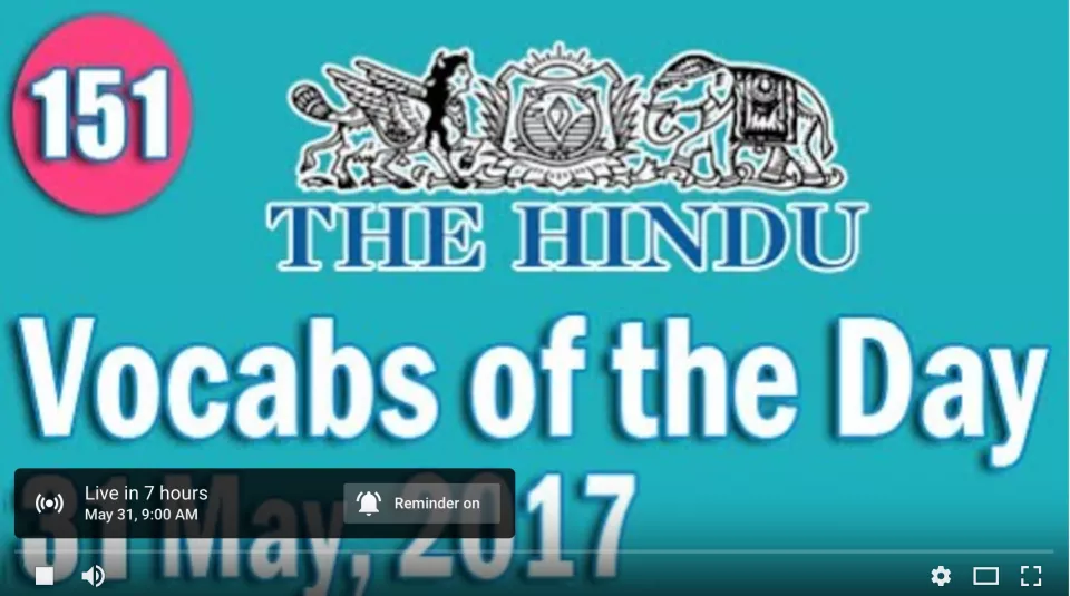 Today vocab video will be live @ 9 15 am  join now