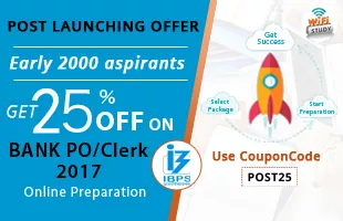 Use coupon code post25 & and get 25% off on bank po   clerk 2017 online preparation package 