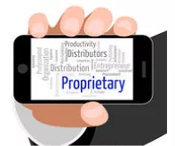 Proprietary - Relating to an owner or ownership.