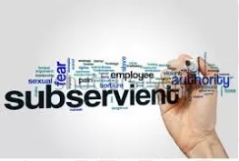 Subservient  - Less important; subordinate