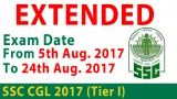 Extended        ssc cgl 2017  tier i  new exam dates 