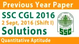 Ssc cgl maths solved paper 2016 in hindi  2 sep shift i   ssc cgl previous year question paper
