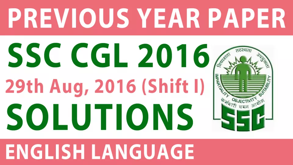 Ssc cgl english solved paper 2016 in hindi  29 aug shift i   ssc cgl previous year question paper 
