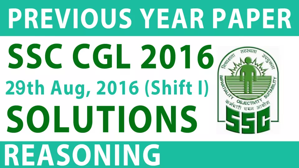 Ssc cgl reasoning solved paper 2016 in hindi  29 aug shift i   ssc cgl previous year question paper