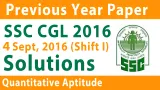 Ssc cgl maths solved paper 2016 in hindi  4 sept shift i   ssc cgl previous year question paper