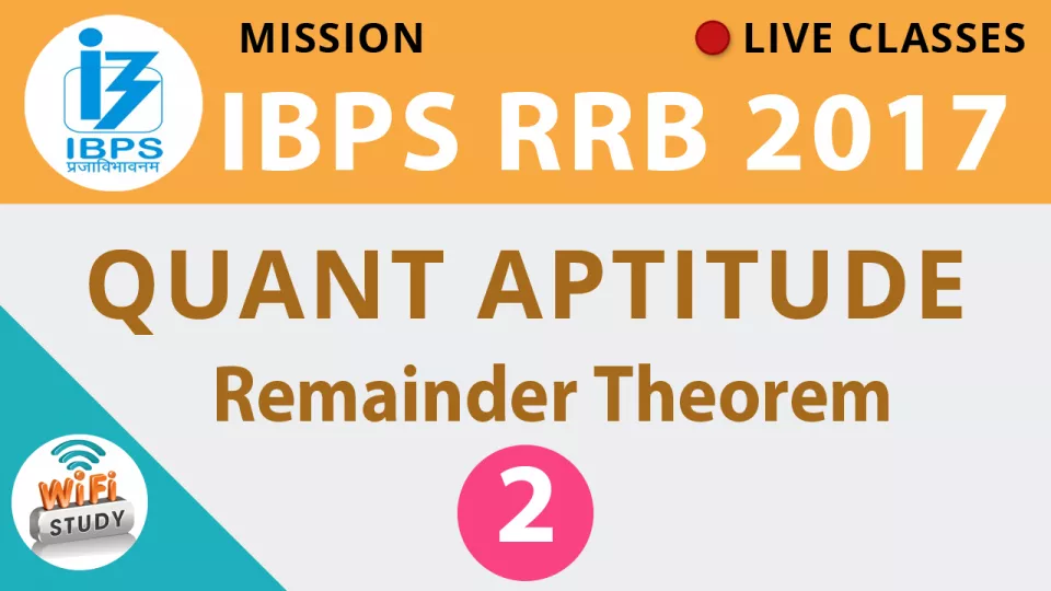 Live class  quant remainder theorem   live nowi