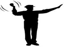 Gesticulate  - (Use gestures, especially dramatic ones, instead of speaking or to emphasize one's words.)