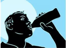 Guzzle  - (Consume fast/ eat or drink (something) greedily)