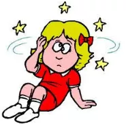 Dizzy  - (Having or involving a sensation of spinning around and losing one's balance.)