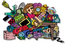 Clutter  - (An untidy state.)