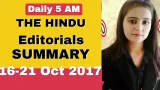 The hindu editorials summary 16 21 oct 2017  