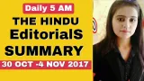 The hindu editorials summary 30 oct 4 nov 2017 