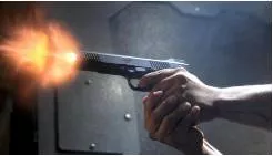 Gun Down  - (To shoot someone and kill them or injure them badly, especially someone who is not guilty of anything, or who is not carrying a gun).