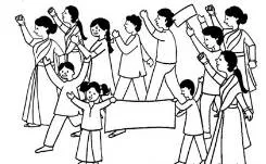 Procession  - (A number of people or vehicles moving forward in an orderly fashion, especially as part of a ceremony)
