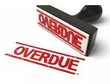 Overdue  - (Not having arrived, happened, or been done by the expected time.)