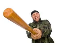 Bludgeon  - To hit someone hard and repeatedly with a heavy weapon:
