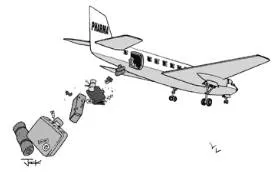 Jettison  - Throw or drop (something) from an aircraft or ship to make it light.