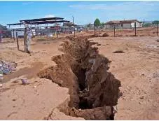Fissure  - A split or gap on earth’s crust/ a separation or disagreement in thought or viewpoint.