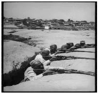 Entrenchment  - A position protected by trenches.