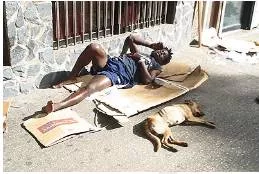 Vagrancy  - The state of living as a vagrant; homelessness.