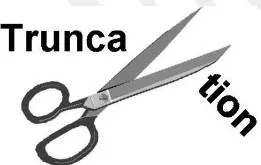 Truncate  - Shorten (something) by cutting off the top or the end.