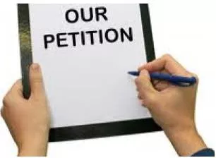 Petition  - A formal letter to a law court asking for a particular legal action: