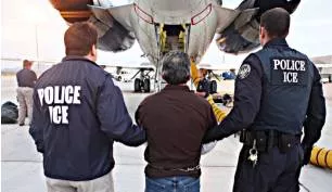 Deportation  - The removal of someone from a country   whose presence is unlawful or prejudicial.