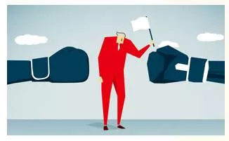 Capitulation  - The action of ceasing to resist an opponent or demand.