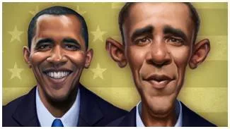 Caricature  - A drawing or description of them that exaggerates their appearance or behaviour in a humorous or critical way.
