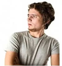 Askance  - To look at or think about someone or something with doubt, disapproval, or no trust.