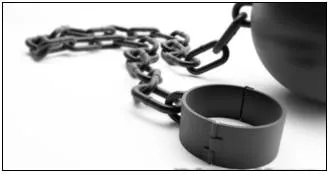 Fetters - A chain or manacle used to restrain a prisoner.