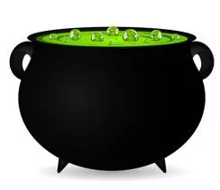 Cauldron  - A large metal pot with a lid and handle, used for cooking over an open fire.