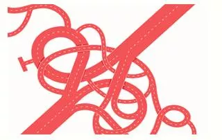 Circuitous  - Meaning: not straight or direct.