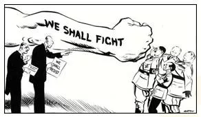 Appeasement  - Meaning-  The practice of giving a country what it wants in order to avoid war.