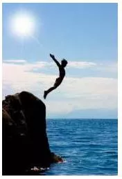 Plunge  - Meaning - Jump or dive quickly and energetically.