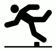 Stumble  - Trip or momentarily lose one's balance.