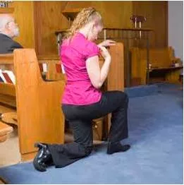 Genuflect  - Show deference or servility.