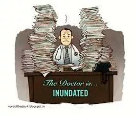 Inundate  - To give or send somebody so many things that they cannot deal with them all.