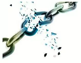 Snapping - The action of breaking suddenly and completely, typically with a sharp cracking sound.