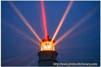 Beacon  - A light or other visible object serving as a signal, warning, or guide at sea, on an airfield, etc.