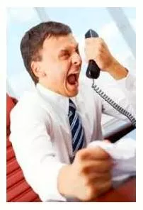 Disgruntled  - Angry or dissatisfied.