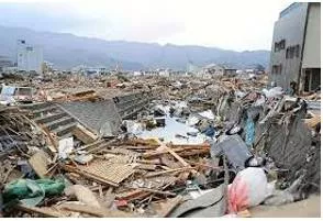 Rubble  - Waste or rough fragments of stone, brick, concrete, etc., especially as the debris from the demolition of buildings.