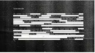 Redaction  - The act of removing information from a document (किसी दस्तावेज़ से जानकारी निकालने का कार्य).