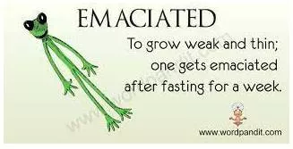 Emaciation  - The state of being abnormally thin or weak.