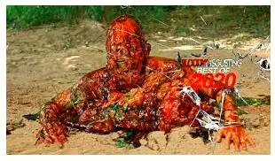 Gruesome  - Very unpleasant and filling you with horror, usually because it is connected with death or injury.