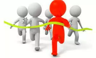 Compete  - Striving against one another to gain or win something.