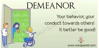 Demeanour  - The way that somebody looks or behaves.